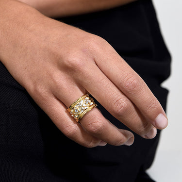 Anillo Tambor oro bicolor y diamantes