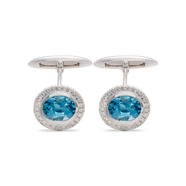 White gold, topaz and diamond cufflinks