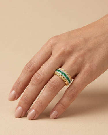 Anillo Adoquín esmeraldas, oro