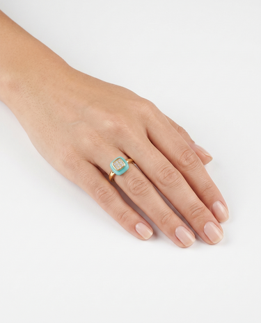 Anillo Atlas amazonita, plata dorada