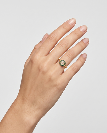 Anillo Atlas malaquita, plata dorada