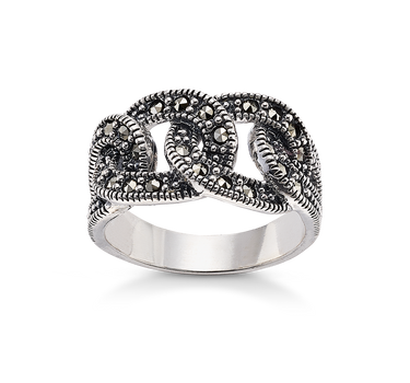 Anillo Bach marcasitas, plata