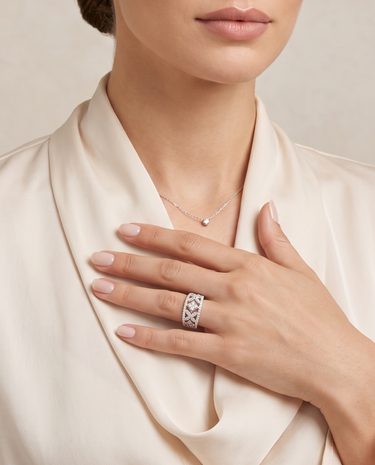 Anillo Beatrice diamantes, oro blanco