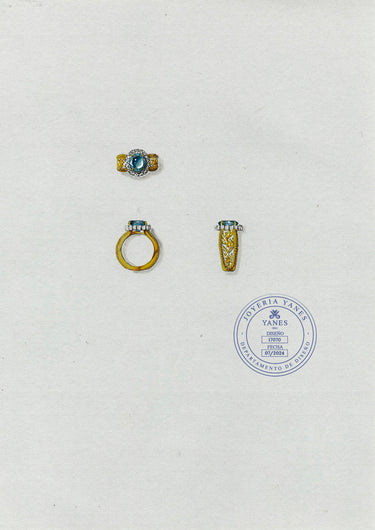 Anillo Blue Tajo diamantes y zafiro, oro
