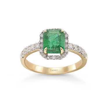 Bogota ring diamonds, emerald, gold