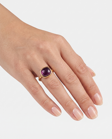 Anillo Bow amatista, plata dorada