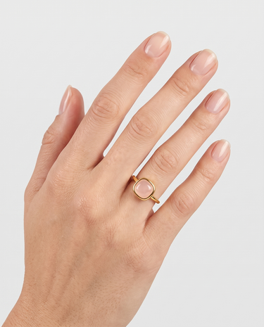 Anillo Bow cuarzo, plata dorada