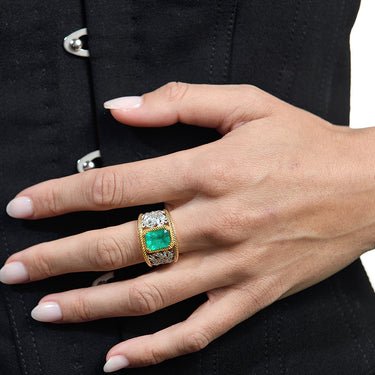 Anillo Córdoba esmeralda, oro bicolor