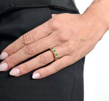Anillo Califato esmeraldas y diamantes, oro