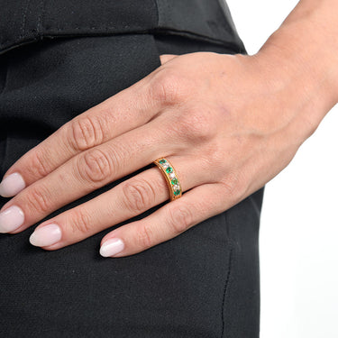 Anillo Califato esmeraldas y diamantes, oro