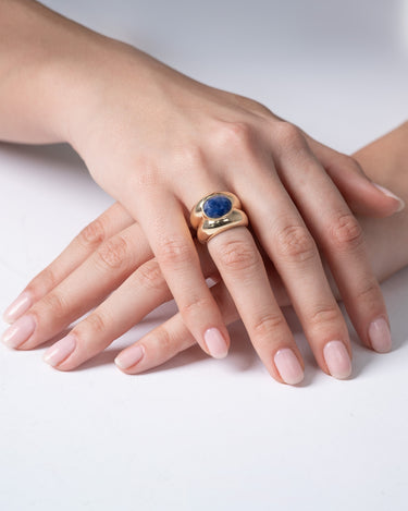 Anillo Cannes sodalita, plata dorada