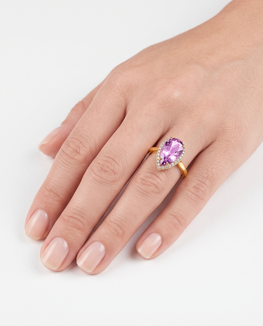 Anillo Drop amatista, plata dorada