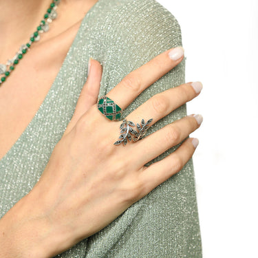 Anillo Duet marcasitas, plata