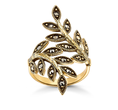 Anillo Duet marcasitas, plata dorada