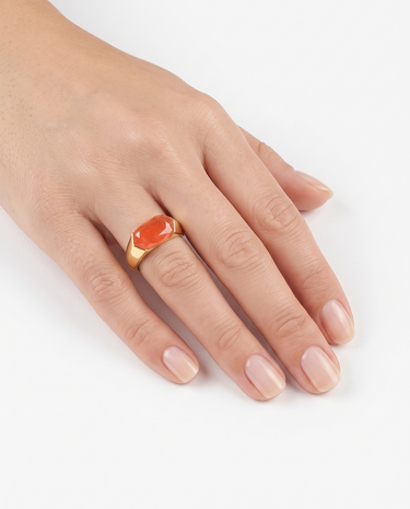 Anillo Elbert ágata, plata dorada