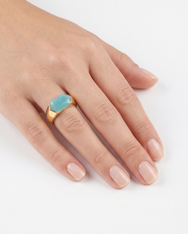 Anillo Elbert amazonita, plata dorada