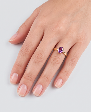 Anillo Elipt amatista, plata dorada