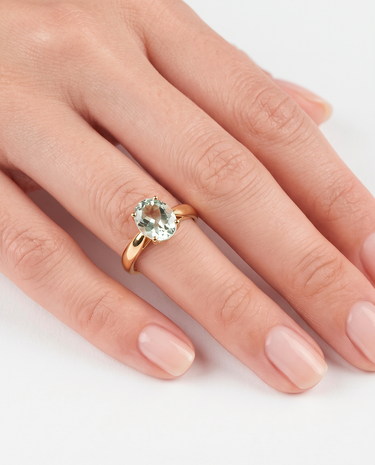 Anillo Elipt amatista verde, plata dorada