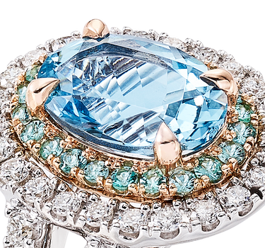 Anillo Gerais aguamarina y diamante, oro blanco