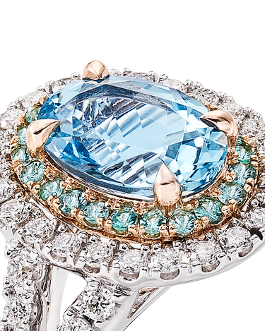 Anillo Gerais aguamarina y diamante, oro blanco
