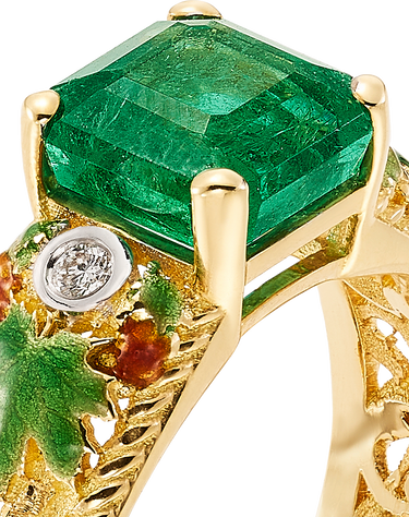Anillo Guadiana esmeralda y diamantes, oro