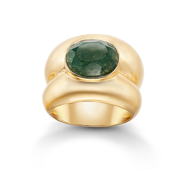 Anillo Lim aventurina, plata dorada