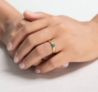 Anillo Lim mini, aventurina, plata dorada