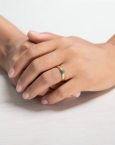 Anillo Lim mini, aventurina, plata dorada