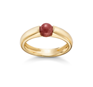 Anillo Lim mini, cuarzo rojo, plata dorada