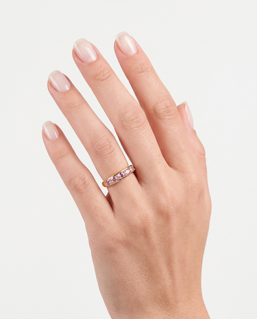 Anillo Line amatista, plata dorada