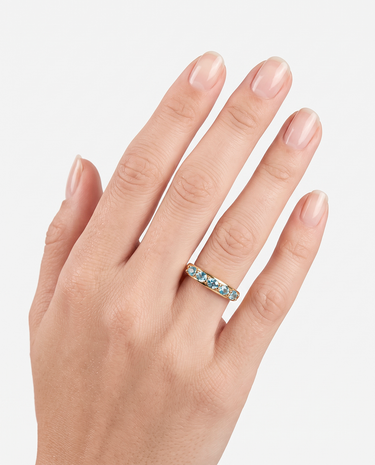 Anillo Line topacio azul, plata dorada