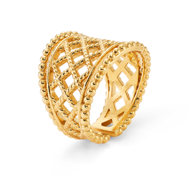 Anillo Maya, plata dorada