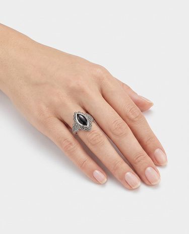 Anillo Neru Ónix, plata