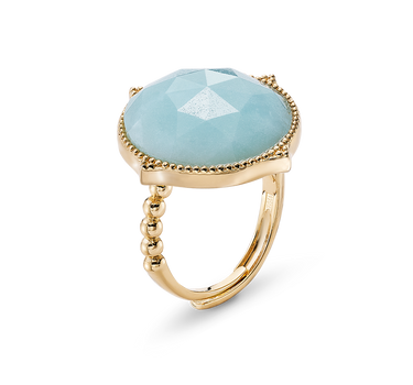 Anillo Ninfa amazonita, plata dorada