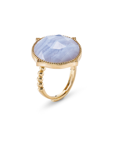 Anillo Ninfa calcedonia, plata dorada
