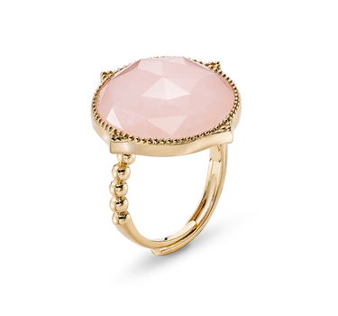 Anillo Ninfa cuarzo rosa, plata dorada