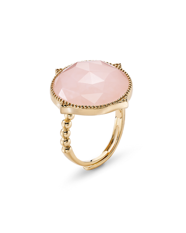 Anillo Ninfa cuarzo rosa, plata dorada