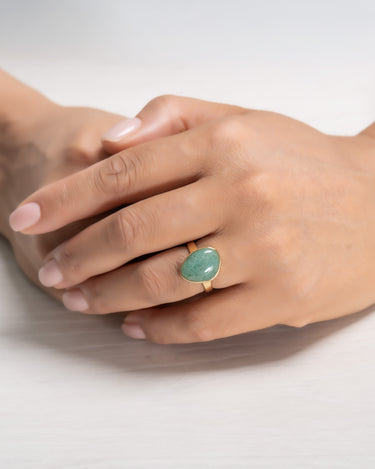 Anillo Percy aventurina, plata dorada