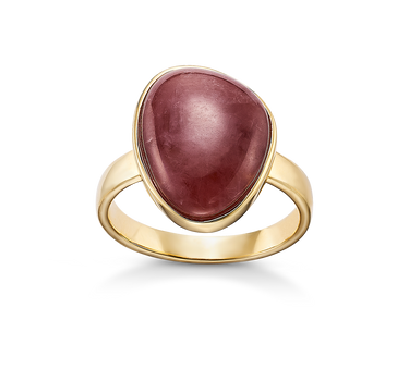 Anillo Percy cuarzo rojo, plata dorada