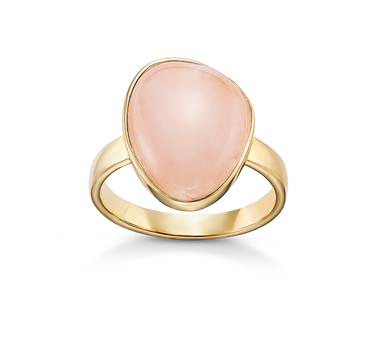 Anillo Percy cuarzo rosa, plata dorada