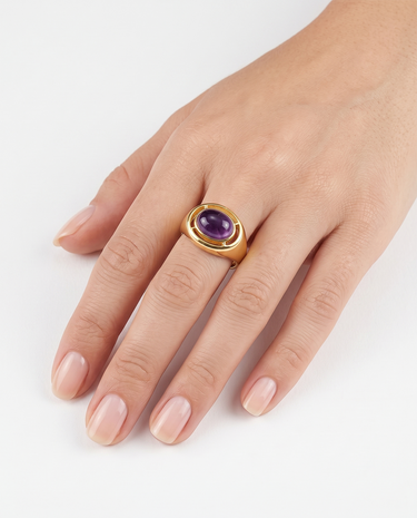Anillo Rocosas amatista, plata dorada