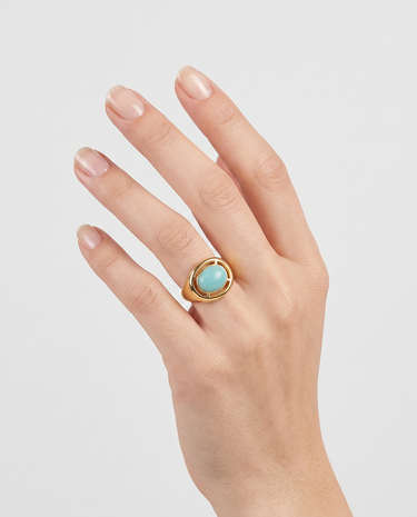 Anillo Rocosas amazonita, plata dorada