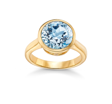 Anillo Sara topacio azul, plata dorada