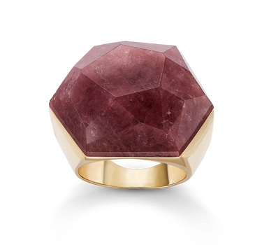 Anillo Sidney cuarzo rojo, plata dorada