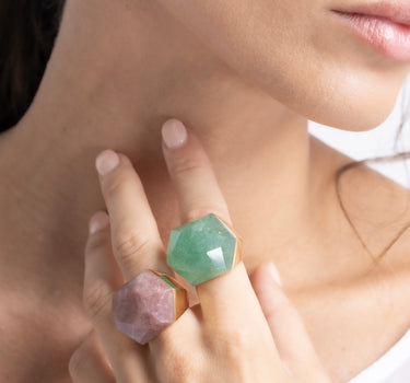 Anillo Sidney cuarzo verde, plata dorada