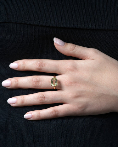 Anillo Sweet cuarzo limón, plata dorada