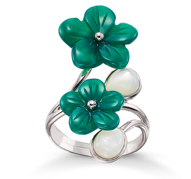 Anillo Verdi nácar y ágata verde, plata