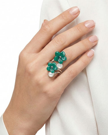 Anillo Verdi nácar y ágata verde, plata