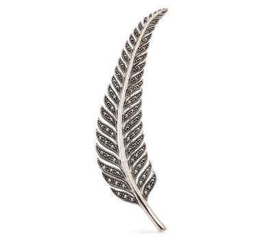 Broche Leaf marcasitas, plata