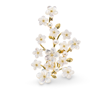 Broche Rossini nácar, plata dorada